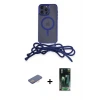 ieg™ iPhone 12 Pro Max Kılıf Eksen Özel Seri - Şeffaf 360 Full Body Arka Koruyucu + Renkli Kamera Lens Koruma Cam - PE