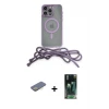 ieg™ iPhone 12 Pro Max Kılıf Eksen Özel Seri - Şeffaf 360 Full Body Arka Koruyucu + Renkli Kamera Lens Koruma Cam - SI