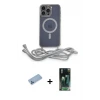 ieg™ iPhone 12 Pro Max Kılıf Eksen Özel Seri - Şeffaf 360 Full Body Arka Koruyucu + Shine Kamera Lens Koruma Cam - MI