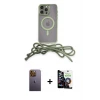 ieg™ iPhone 12 Pro Max Kılıf Eksen Özel Seri - Şeffaf Temperli Cam Ekran Koruyucu + Neon Fosforlu Kamera Lens - SI