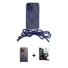ieg™ iPhone 12 Pro Max Kılıf Eksen Özel Seri - Şeffaf Temperli Cam Ekran Koruyucu + Neon Fosforlu Kamera Lens - SI