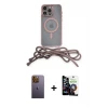 ieg™ iPhone 12 Pro Max Kılıf Eksen Özel Seri - Şeffaf Temperli Cam Ekran Koruyucu + Neon Fosforlu Kamera Lens - SI