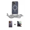 ieg™ iPhone 12 Pro Max Kılıf Eksen Özel Seri - Şeffaf Temperli Cam Ekran Koruyucu + Neon Fosforlu Kamera Lens - SI