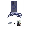 ieg™ iPhone 12 Pro Max Kılıf Eksen Özel Seri - Şeffaf Temperli Cam Ekran Koruyucu + Renkli Kamera Lens Koruma Cam - YL