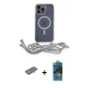 ieg™ iPhone 12 Pro Max Kılıf Eksen Özel Seri - Siyah 18D Cam Ekran Koruyucu + Renkli Kamera Lens Koruma Cam - TU