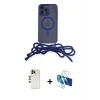 ieg™ iPhone 12 Pro Max Kılıf Eksen Özel Seri - Siyah 3D Antistatik Seramik Nano Ekran Koruyucu + Shine Kamera Lens - GD