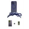 ieg™ iPhone 12 Pro Max Kılıf Eksen Özel Seri - Siyah Joko Magic 5D Hayalet Cam + Neon Fosforlu Kamera Lens - YL