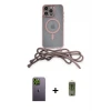 ieg™ iPhone 12 Pro Max Kılıf Eksen Özel Seri - Siyah Joko Magic 5D Hayalet Cam + Neon Fosforlu Kamera Lens - YL