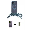 ieg™ iPhone 12 Pro Max Kılıf Eksen Özel Seri - Siyah Joko Magic 5D Hayalet Cam + Neon Fosforlu Kamera Lens - YL