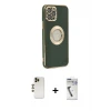 ieg™ iPhone 12 Pro Max Kılıf İz Form Serisi - Şeffaf Uv Polymer Nano Ekran Koruyucu + Shine Kamera Lens - GD