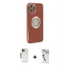 ieg™ iPhone 12 Pro Max Kılıf İz Form Serisi - Şeffaf Uv Polymer Nano Ekran Koruyucu + Shine Kamera Lens - GD