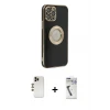 ieg™ iPhone 12 Pro Max Kılıf İz Form Serisi - Şeffaf Uv Polymer Nano Ekran Koruyucu + Shine Kamera Lens - GD