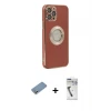 ieg™ iPhone 12 Pro Max Kılıf İz Form Serisi - Şeffaf Uv Polymer Nano Ekran Koruyucu + Shine Kamera Lens Koruma Cam - GS