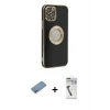 ieg™ iPhone 12 Pro Max Kılıf İz Form Serisi - Şeffaf Uv Polymer Nano Ekran Koruyucu + Shine Kamera Lens Koruma Cam - GS
