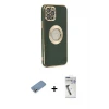 ieg™ iPhone 12 Pro Max Kılıf İz Form Serisi - Şeffaf Uv Polymer Nano Ekran Koruyucu + Shine Kamera Lens Koruma Cam - GS