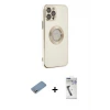 ieg™ iPhone 12 Pro Max Kılıf İz Form Serisi - Şeffaf Uv Polymer Nano Ekran Koruyucu + Shine Kamera Lens Koruma Cam - GS