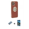ieg™ iPhone 12 Pro Max Kılıf İz Form Serisi - Siyah 34D Izgaralı Cam + Shine Kamera Lens Koruma Cam - GI