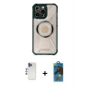 ieg™ iPhone 12 Pro Max Kılıf Kutup Modern - Siyah 18D Cam Ekran Koruyucu + Shine Kamera Lens - LT
