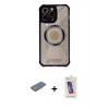 ieg™ iPhone 12 Pro Max Kılıf Kutup Modern - Siyah Joko 5D Cam + Renkli Kamera Lens Koruma Cam - PE