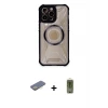 ieg™ iPhone 12 Pro Max Kılıf Kutup Modern - Siyah Joko Magic 5D Hayalet Cam + Renkli Kamera Lens Koruma Cam - SI