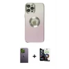 ieg™ iPhone 12 Pro Max Kılıf Kutup Yansıma Özel Seri - Şeffaf Temperli Cam Ekran Koruyucu + Neon Fosforlu Kamera Lens - YL