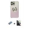 ieg™ iPhone 12 Pro Max Kılıf Kutup Yansıma Özel Seri - Şeffaf Temperli Cam Ekran Koruyucu + Shine Kamera Lens Koruma Cam - GS