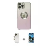 ieg™ iPhone 12 Pro Max Kılıf Kutup Yansıma Özel Seri - Siyah 34D Izgaralı Cam + Shine Kamera Lens - GD