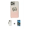 ieg™ iPhone 12 Pro Max Kılıf Kutup Yansıma Özel Seri - Siyah 34D Izgaralı Cam + Shine Kamera Lens - GD