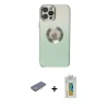 ieg™ iPhone 12 Pro Max Kılıf Kutup Yansıma Özel Seri - Siyah Polymer Nano Ekran Koruyucu + Renkli Kamera Lens Koruma Cam - SI