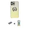ieg™ iPhone 12 Pro Max Kılıf Kutup Yansıma Özel Seri - Siyah Polymer Nano Ekran Koruyucu + Renkli Kamera Lens Koruma Cam - SI
