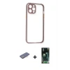 ieg™ iPhone 12 Pro Max Kılıf Nova Asil Özel Seri - Şeffaf 360 Full Body Arka Koruyucu + Renkli Kamera Lens Koruma Cam - MI