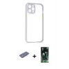 ieg™ iPhone 12 Pro Max Kılıf Nova Asil Özel Seri - Şeffaf 360 Full Body Arka Koruyucu + Renkli Kamera Lens Koruma Cam - MI