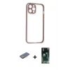 ieg™ iPhone 12 Pro Max Kılıf Nova Asil Özel Seri - Şeffaf 360 Full Body Arka Koruyucu + Renkli Kamera Lens Koruma Cam - PE