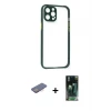 ieg™ iPhone 12 Pro Max Kılıf Nova Asil Özel Seri - Şeffaf 360 Full Body Arka Koruyucu + Renkli Kamera Lens Koruma Cam - PE