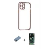 ieg™ iPhone 12 Pro Max Kılıf Nova Asil Özel Seri - Şeffaf 360 Full Body Arka Koruyucu + Shine Kamera Lens Koruma Cam - GS