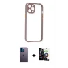 ieg™ iPhone 12 Pro Max Kılıf Nova Asil Özel Seri - Şeffaf Temperli Cam Ekran Koruyucu + Neon Fosforlu Kamera Lens - MI
