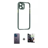 ieg™ iPhone 12 Pro Max Kılıf Nova Asil Özel Seri - Şeffaf Temperli Cam Ekran Koruyucu + Neon Fosforlu Kamera Lens - MI