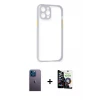 ieg™ iPhone 12 Pro Max Kılıf Nova Asil Özel Seri - Şeffaf Temperli Cam Ekran Koruyucu + Neon Fosforlu Kamera Lens - MI