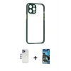 ieg™ iPhone 12 Pro Max Kılıf Nova Asil Özel Seri - Siyah 34D Izgaralı Cam + Shine Kamera Lens - LT