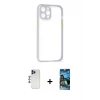ieg™ iPhone 12 Pro Max Kılıf Nova Asil Özel Seri - Siyah 34D Izgaralı Cam + Shine Kamera Lens - LT