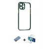 ieg™ iPhone 12 Pro Max Kılıf Nova Asil Özel Seri - Siyah 3D Antistatik Cam Ekran Koruyucu + Shine Kamera Lens Koruma Cam - PE