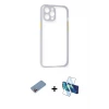 ieg™ iPhone 12 Pro Max Kılıf Nova Asil Özel Seri - Siyah 3D Antistatik Cam Ekran Koruyucu + Shine Kamera Lens Koruma Cam - PE