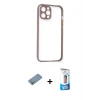 ieg™ iPhone 12 Pro Max Kılıf Nova Asil Özel Seri - Siyah 5D Eko Cam Ekran Koruyucu + Shine Kamera Lens Koruma Cam - GS