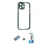 ieg™ iPhone 12 Pro Max Kılıf Nova Asil Özel Seri - Siyah 5D Eko Cam Ekran Koruyucu + Shine Kamera Lens Koruma Cam - GS