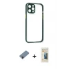 ieg™ iPhone 12 Pro Max Kılıf Nova Asil Özel Seri - Siyah 6D Mat Seramik Hayalet Nano Ekran Koruyucu + Metal Kamera Lens Koruma Cam - SH