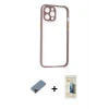 ieg™ iPhone 12 Pro Max Kılıf Nova Asil Özel Seri - Siyah 6D Mat Seramik Hayalet Nano Ekran Koruyucu + Metal Kamera Lens Koruma Cam - SH