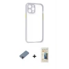 ieg™ iPhone 12 Pro Max Kılıf Nova Asil Özel Seri - Siyah 6D Mat Seramik Hayalet Nano Ekran Koruyucu + Metal Kamera Lens Koruma Cam - SH