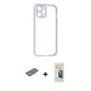 ieg™ iPhone 12 Pro Max Kılıf Nova Asil Özel Seri - Siyah 6D Mat Seramik Hayalet Nano Ekran Koruyucu + Renkli Kamera Lens Koruma Cam - SI