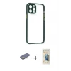 ieg™ iPhone 12 Pro Max Kılıf Nova Asil Özel Seri - Siyah 6D Mat Seramik Hayalet Nano Ekran Koruyucu + Renkli Kamera Lens Koruma Cam - SI