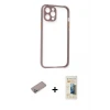ieg™ iPhone 12 Pro Max Kılıf Nova Asil Özel Seri - Siyah 6D Mat Seramik Hayalet Nano Ekran Koruyucu + Shine Kamera Lens Koruma Cam - SABE